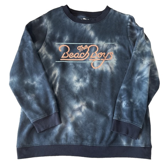 the beach boys Tops - The Beach Boys Blue Tie-Dye Fleece Graphic Front Back Sweatshirt Womens XXL Surf
